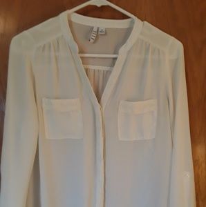 ELLE White Sheer Blouse. Womens Size XS